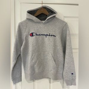 Champion hoodie in heather grey- boys size L